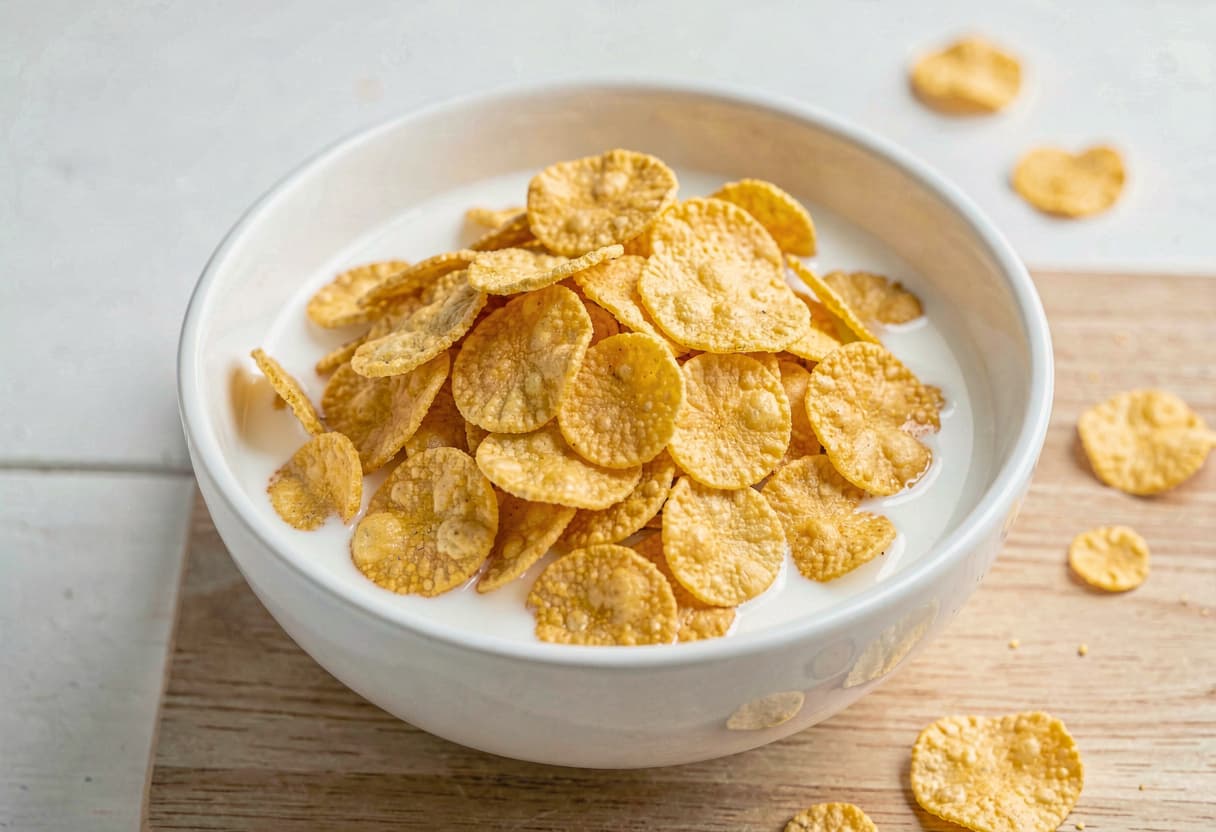 Bowl of Corn Flakes with 2% Milk