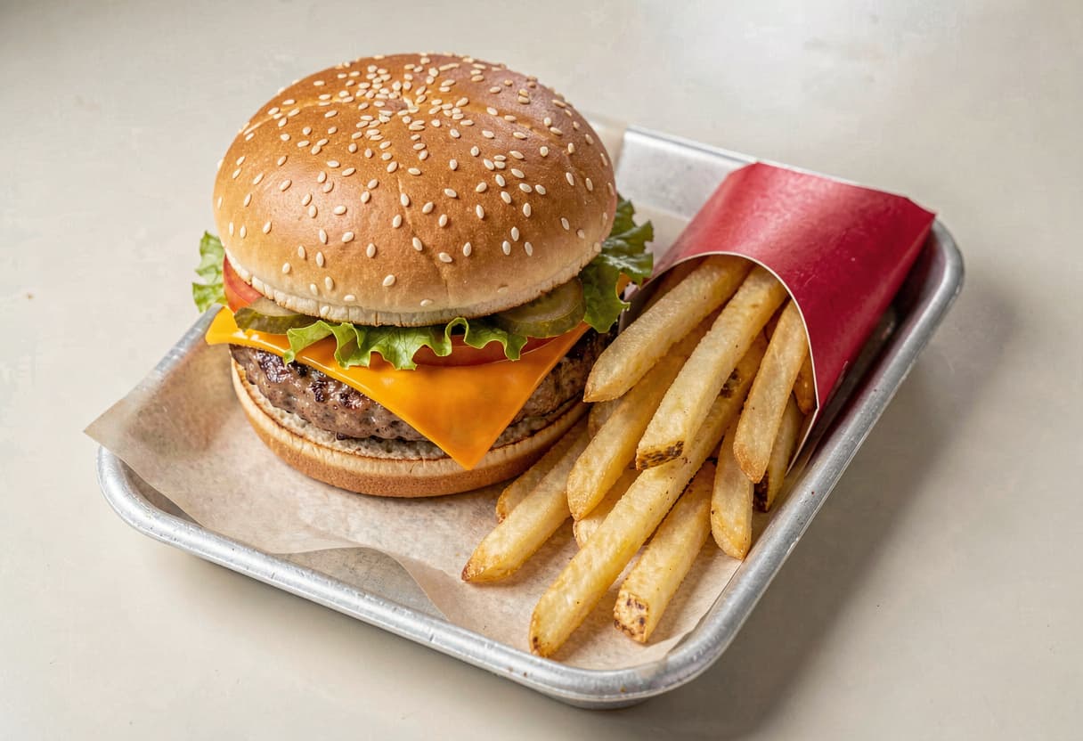 Classic Fast-Food Cheeseburger and Fries Combo