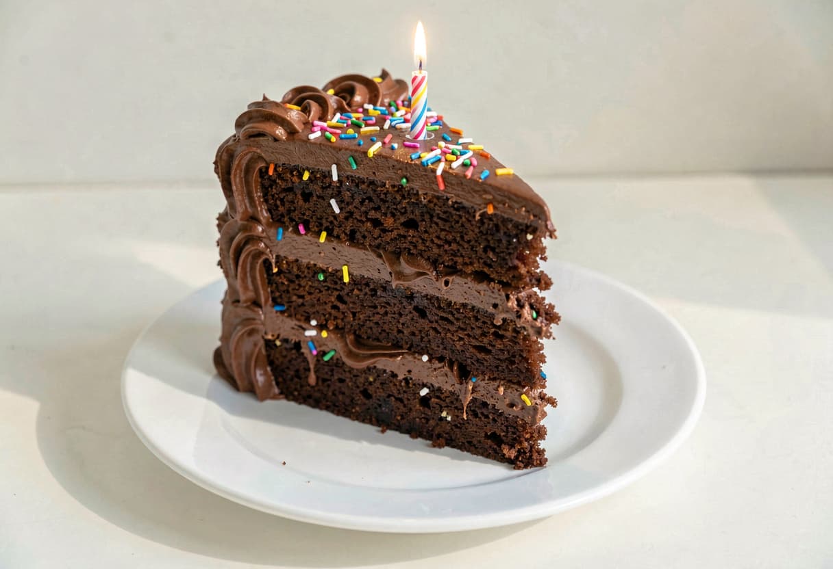 Birthday Layer Cake Slice with Frosting