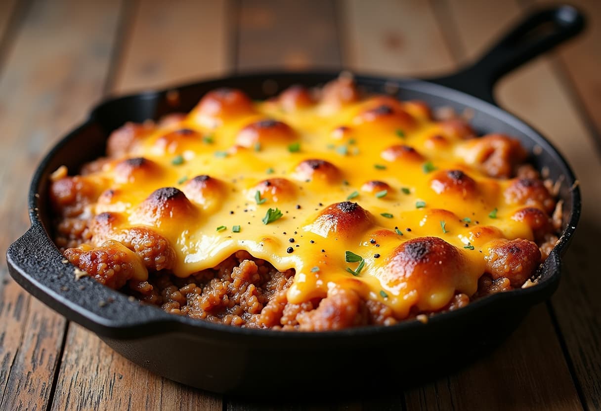 Cheesy Carnivore Ground Beef Skillet