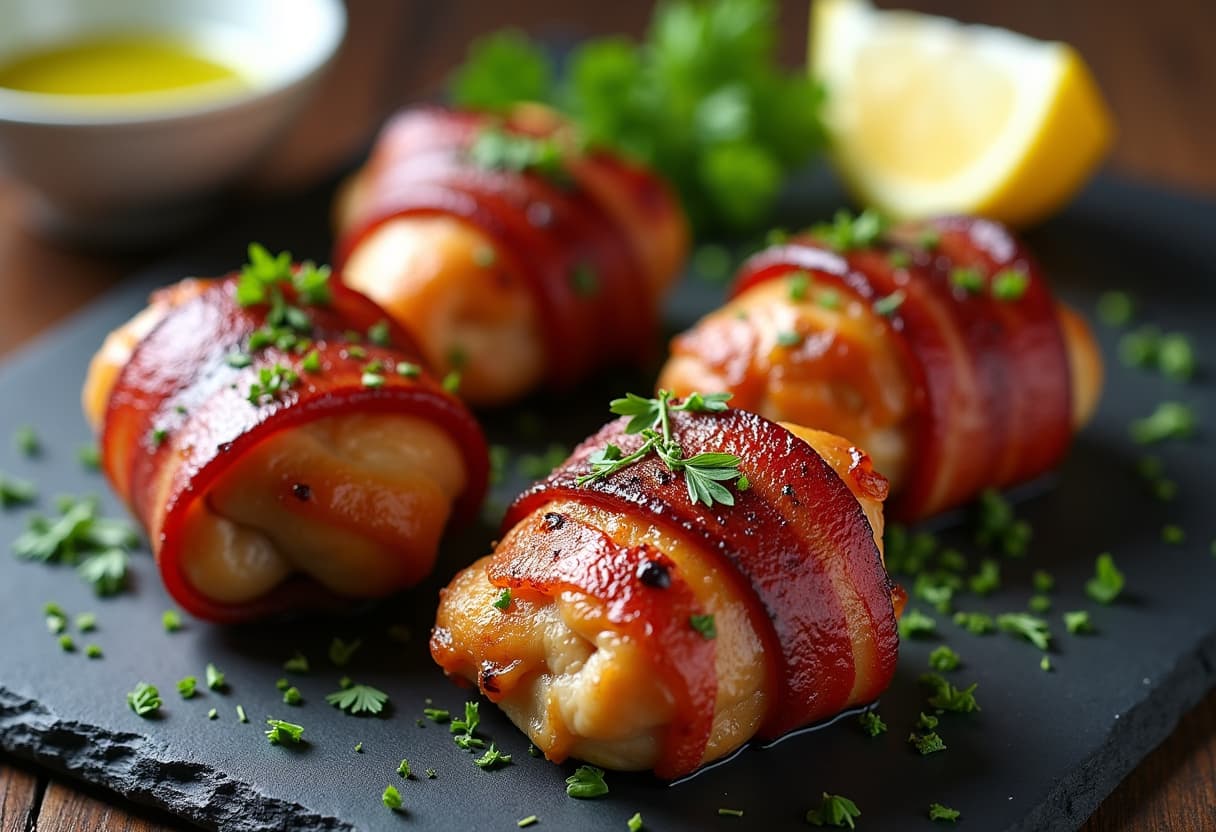 Keto Bacon Wrapped Chicken Thighs