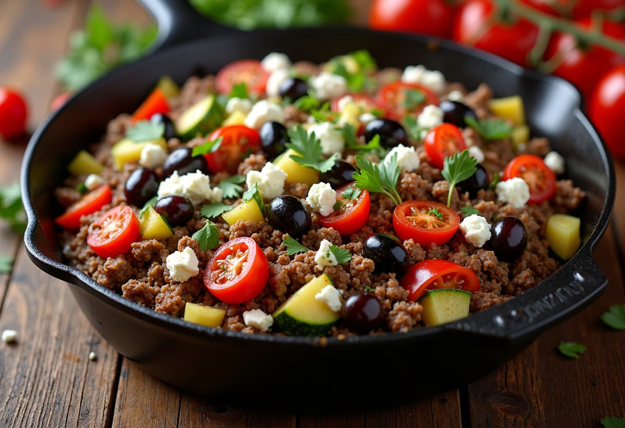 Mediterranean Ground Beef Stir Fry
