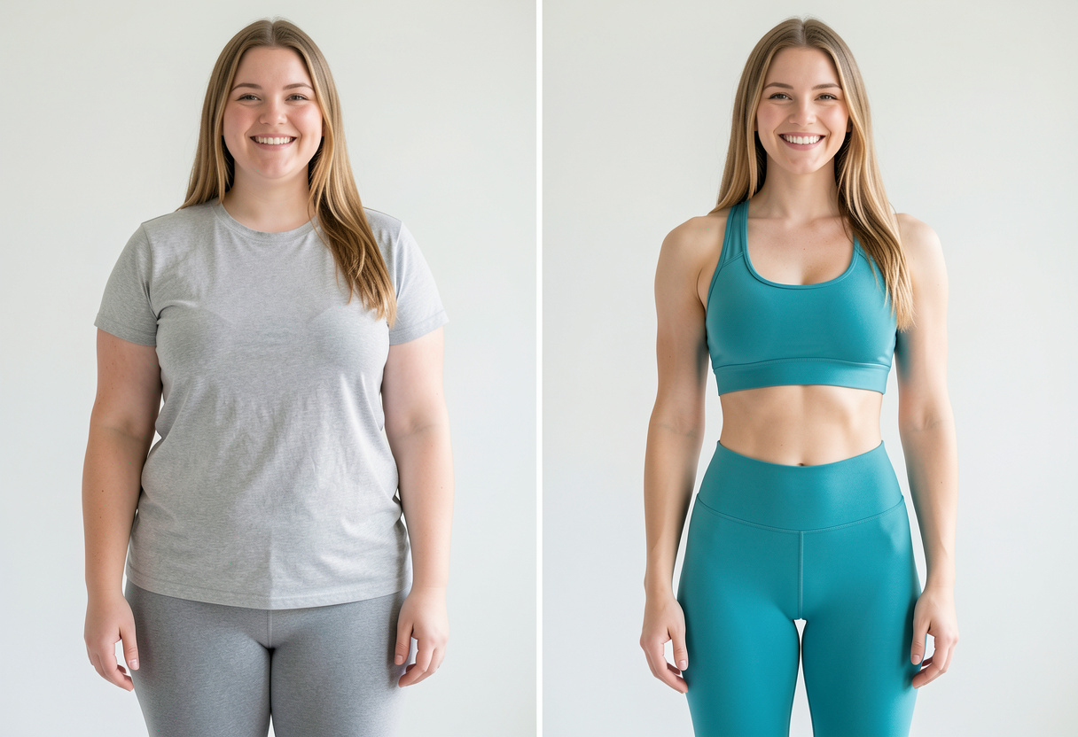 Before and after weight-loss transformation